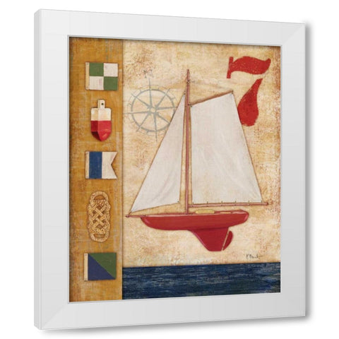 Model Yacht Collage III White Modern Wood Framed Art Print by Brent, Paul
