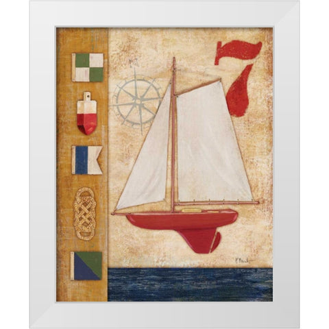 Model Yacht Collage III White Modern Wood Framed Art Print by Brent, Paul