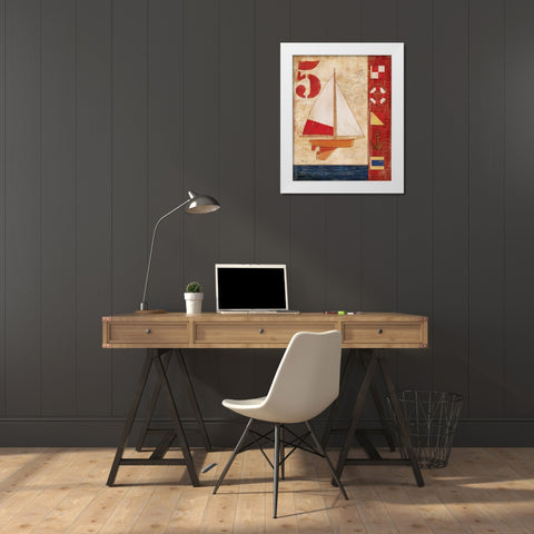 Model Yacht Collage IV White Modern Wood Framed Art Print by Brent, Paul