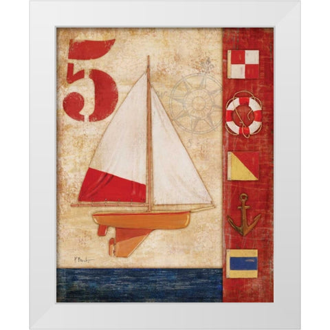 Model Yacht Collage IV White Modern Wood Framed Art Print by Brent, Paul