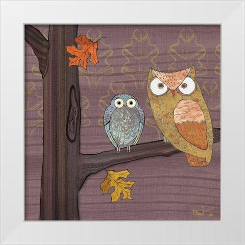 Awesome Owls IV White Modern Wood Framed Art Print by Brent, Paul