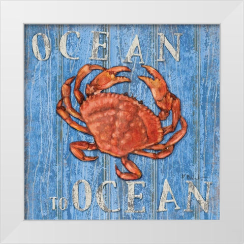 Coastal USA Red Crab White Modern Wood Framed Art Print by Brent, Paul