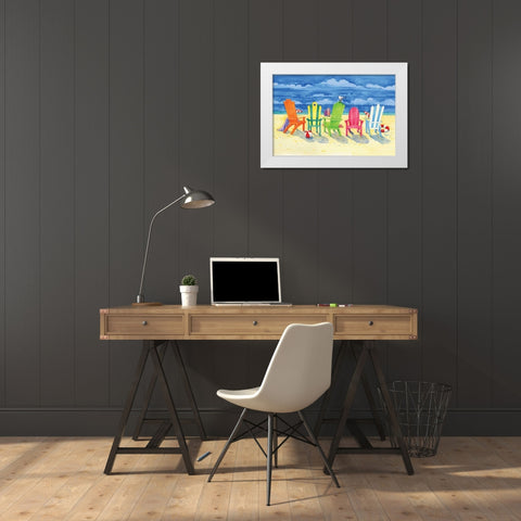 Brighton Chairs White Modern Wood Framed Art Print by Brent, Paul