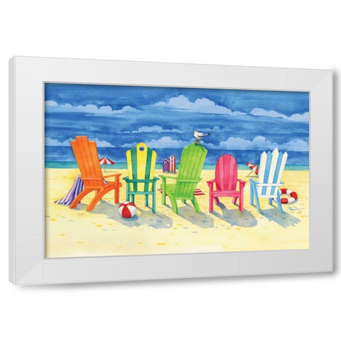 Brighton Chairs White Modern Wood Framed Art Print by Brent, Paul