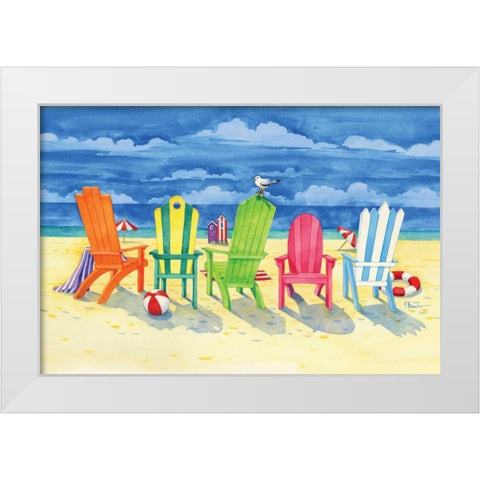 Brighton Chairs White Modern Wood Framed Art Print by Brent, Paul