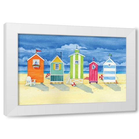 Brighton Huts White Modern Wood Framed Art Print by Brent, Paul