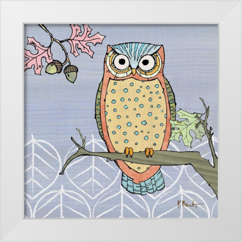 Pastel Owls II White Modern Wood Framed Art Print by Brent, Paul
