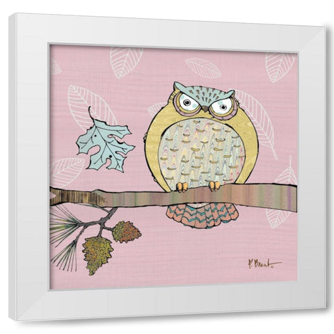 Pastel Owls III White Modern Wood Framed Art Print by Brent, Paul