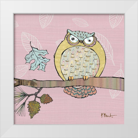 Pastel Owls III White Modern Wood Framed Art Print by Brent, Paul