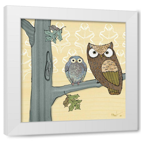 Pastel Owls IV White Modern Wood Framed Art Print by Brent, Paul