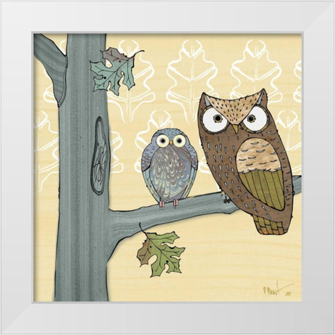 Pastel Owls IV White Modern Wood Framed Art Print by Brent, Paul