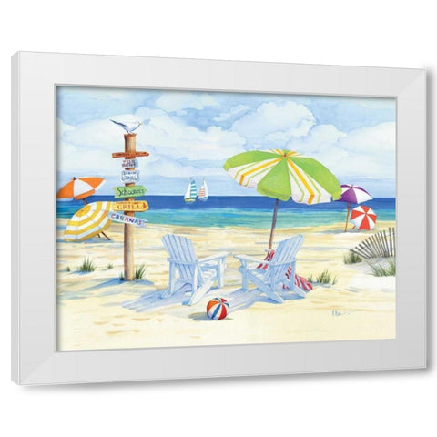 Beachside Chairs White Modern Wood Framed Art Print by Brent, Paul