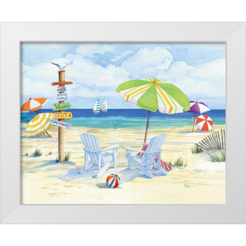 Beachside Chairs White Modern Wood Framed Art Print by Brent, Paul