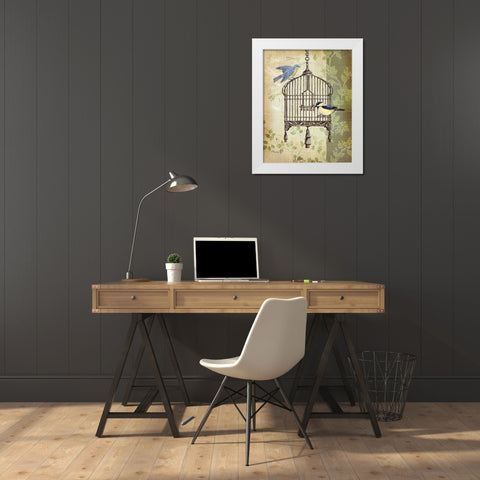 Botanical Birdcage II White Modern Wood Framed Art Print by Brent, Paul