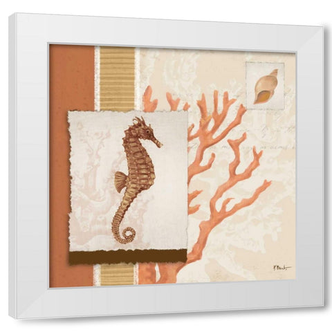 Aquarius Coral Sq II White Modern Wood Framed Art Print by Brent, Paul