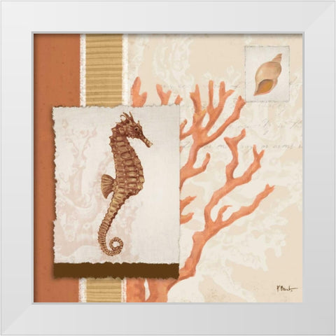 Aquarius Coral Sq II White Modern Wood Framed Art Print by Brent, Paul
