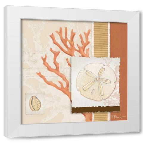 Aquarius Coral Sq III White Modern Wood Framed Art Print by Brent, Paul