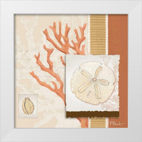 Aquarius Coral Sq III White Modern Wood Framed Art Print by Brent, Paul