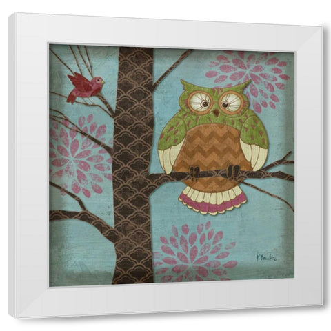Fantasy Owls I White Modern Wood Framed Art Print by Brent, Paul
