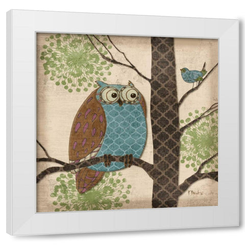 Fantasy Owls II White Modern Wood Framed Art Print by Brent, Paul