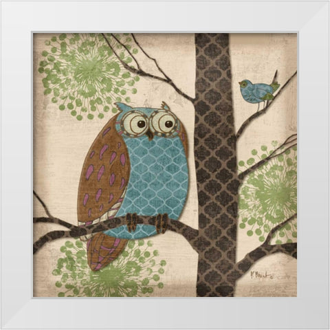 Fantasy Owls II White Modern Wood Framed Art Print by Brent, Paul
