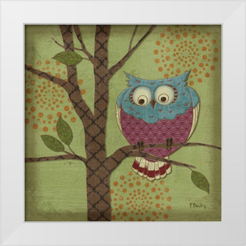 Fantasy Owls III White Modern Wood Framed Art Print by Brent, Paul