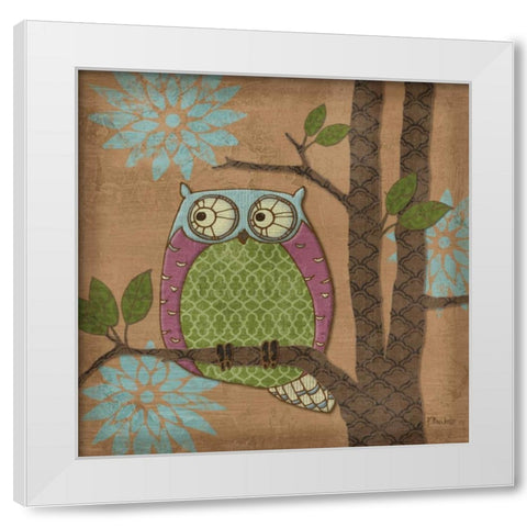 Fantasy Owls IV White Modern Wood Framed Art Print by Brent, Paul