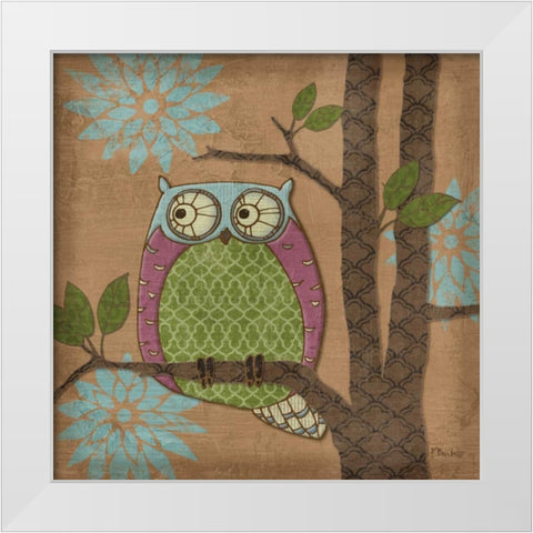 Fantasy Owls IV White Modern Wood Framed Art Print by Brent, Paul