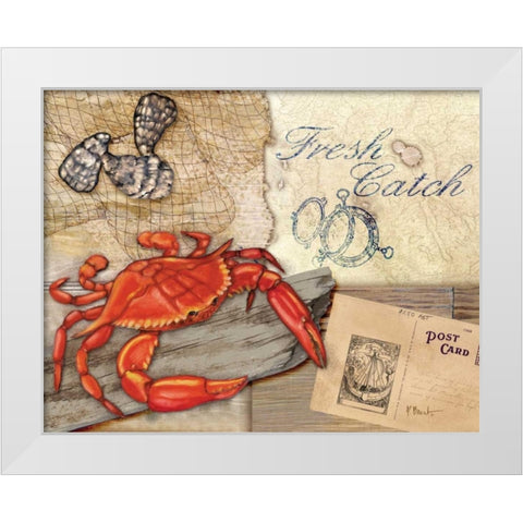 Fresh Catch White Modern Wood Framed Art Print by Brent, Paul