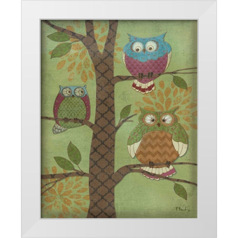 Fantasy Owls Vertical I White Modern Wood Framed Art Print by Brent, Paul