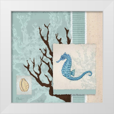 Aquarius Blue Sq II White Modern Wood Framed Art Print by Brent, Paul
