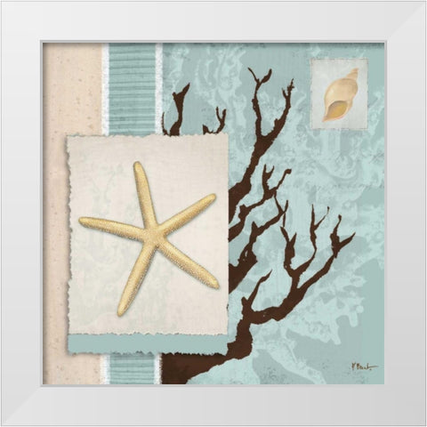 Aquarius Blue Sq III White Modern Wood Framed Art Print by Brent, Paul