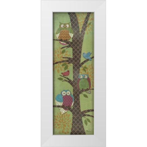 Fantasy Owls Panel I White Modern Wood Framed Art Print by Brent, Paul