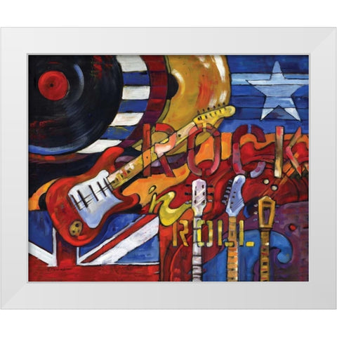 Rock N Roll White Modern Wood Framed Art Print by Brent, Paul