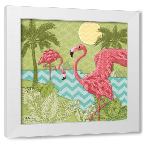 Island Flamingo II White Modern Wood Framed Art Print by Brent, Paul