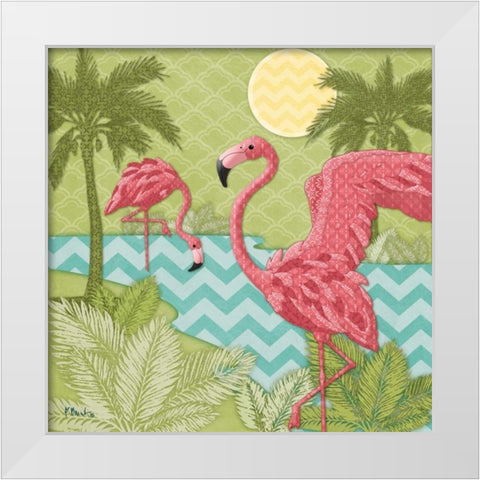 Island Flamingo II White Modern Wood Framed Art Print by Brent, Paul