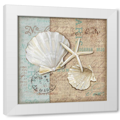 Linen Shells I White Modern Wood Framed Art Print by Brent, Paul