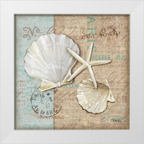 Linen Shells I White Modern Wood Framed Art Print by Brent, Paul