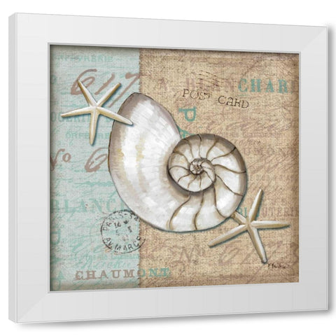 Linen Shells III White Modern Wood Framed Art Print by Brent, Paul