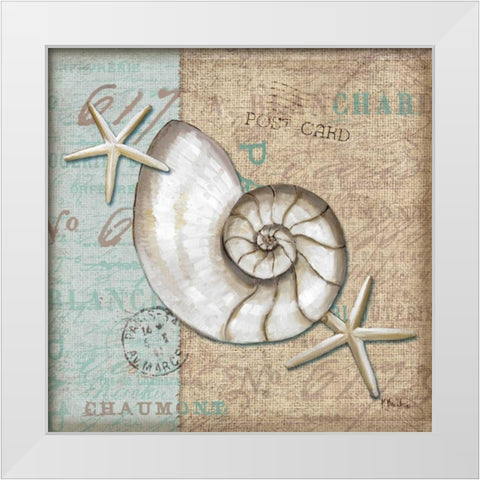 Linen Shells III White Modern Wood Framed Art Print by Brent, Paul