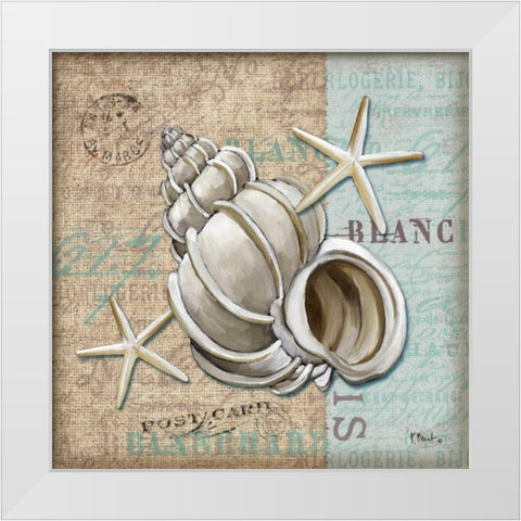 Linen Shells IV White Modern Wood Framed Art Print by Brent, Paul