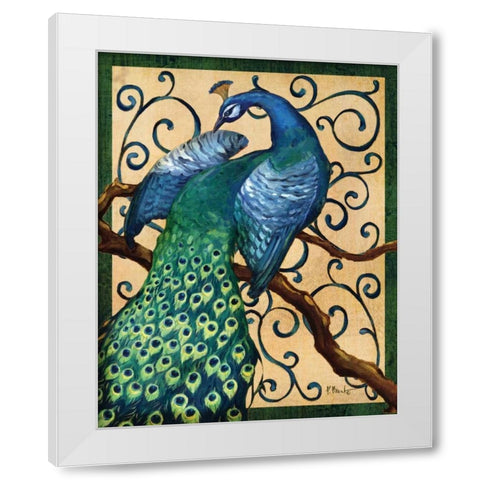 Majestic Peacock II White Modern Wood Framed Art Print by Brent, Paul