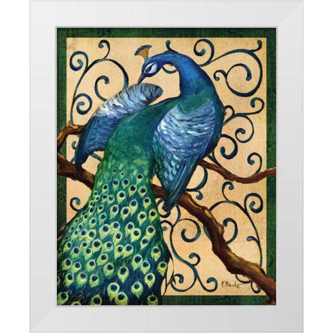 Majestic Peacock II White Modern Wood Framed Art Print by Brent, Paul