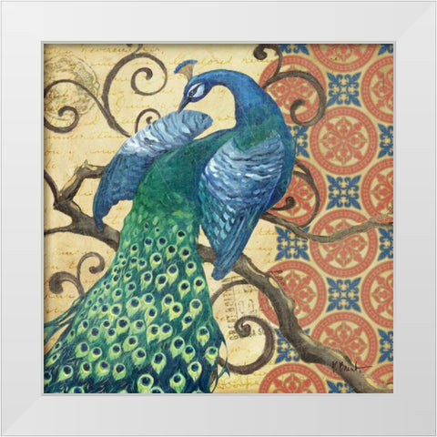 Peacocks Splendor II White Modern Wood Framed Art Print by Brent, Paul