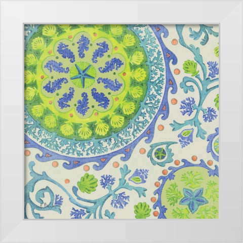 Coastal Suzani I White Modern Wood Framed Art Print by Brent, Paul