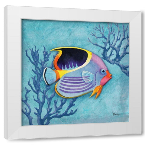 Azure Tropical Fish I White Modern Wood Framed Art Print by Brent, Paul