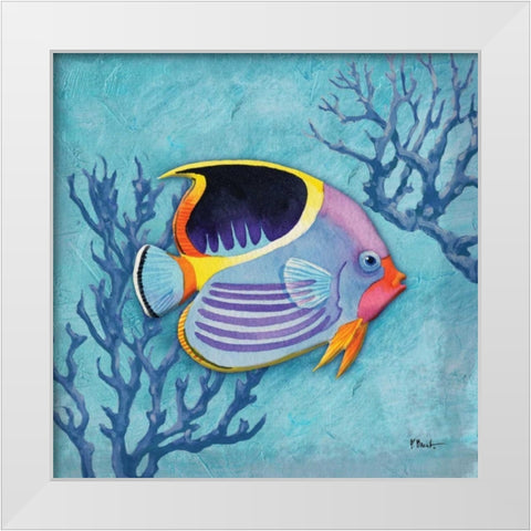Azure Tropical Fish I White Modern Wood Framed Art Print by Brent, Paul