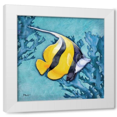 Azure Tropical Fish II White Modern Wood Framed Art Print by Brent, Paul