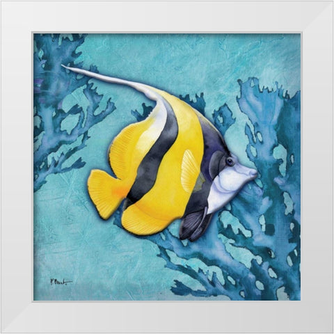 Azure Tropical Fish II White Modern Wood Framed Art Print by Brent, Paul