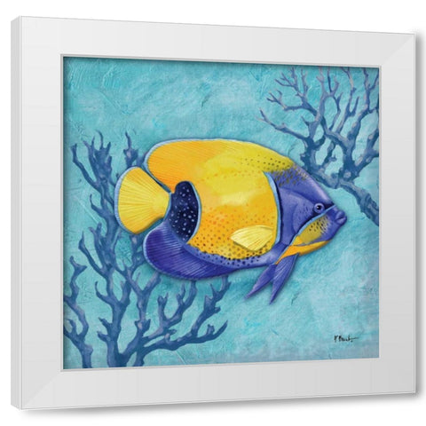 Azure Tropical Fish V White Modern Wood Framed Art Print by Brent, Paul
